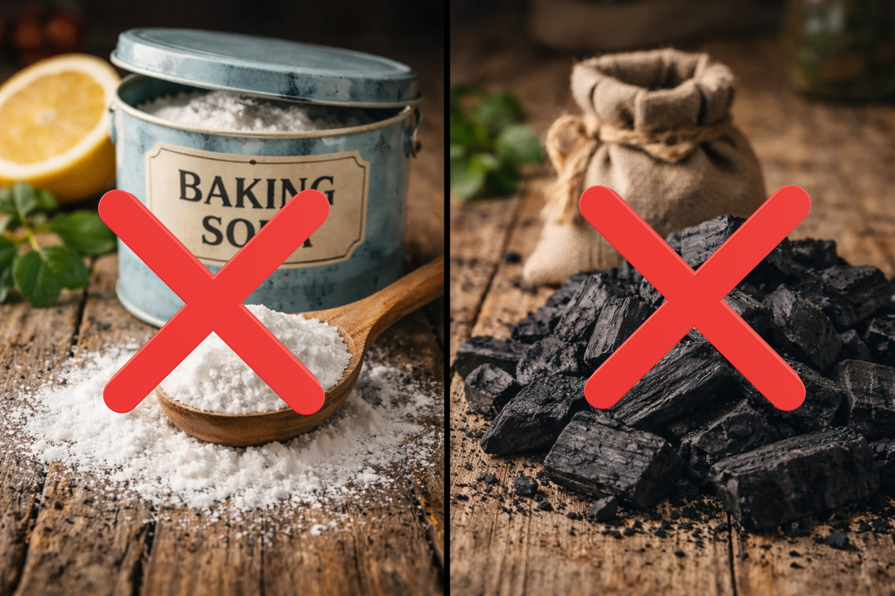 Bicarbonate et charbon, ça ne marche pas